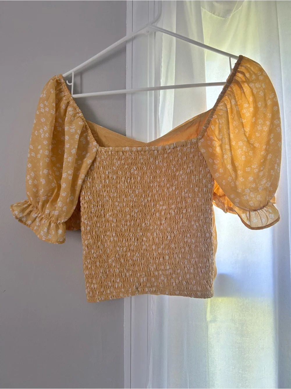 Abercrombie Yellow Floral Puff Sleeve Women’s Top Size XS